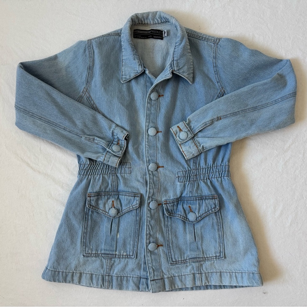 Light Blue Denim Jacket with Cinched Waist